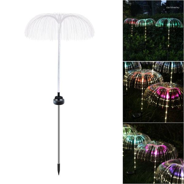 Lumière solaire extérieure de jardin étanche fibre optique méduse pelouse lampe patio villa cour décoration colorée