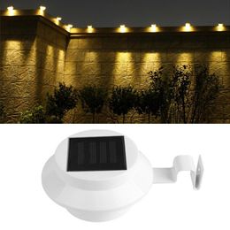 La gouttière solaire extérieure allume la lampe de sécurité imperméable blanche actionnée solaire de 3 LED pour le toit de clôture de jardin d'allée d'avant-toit