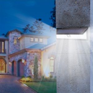 Projecteurs solaires d'extérieur muraux 118 LED avec détecteur de mouvement grand angle étanches pour l'extérieur, éclairage de sécurité, garage, terrasse, jardin, allée, cour, éclairage blanc automatique