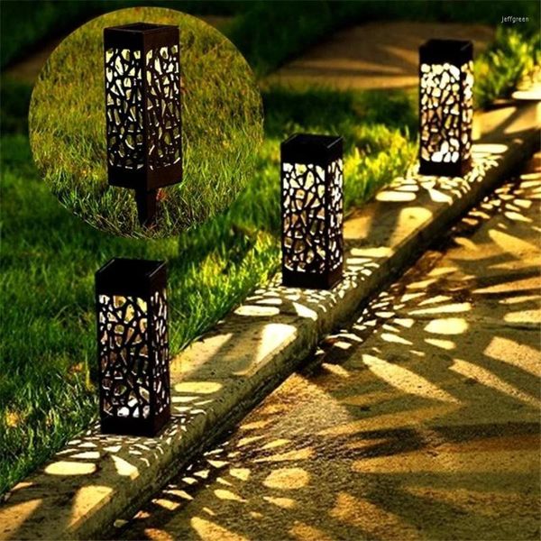 Lumières solaires extérieures Solar Lights étanche à la luminaire à LED Hollow Out avec capteur de commande Garden Villa Park Decoration Éclairage