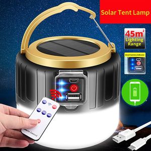 Outdoor Solar LED-kampeerverlichting USB oplaadbare tent Draagbare lantaarns Noodverlichting voor vissen Barbecue Campingverlichting