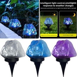 Lampes de jardin à LED solaires extérieures 7 couleurs changeantes lampes de pelouse imitation pierre pour potager maison de campagne décoration 2 Pack