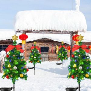 Outdoor Solar Light Magische Kerstboomlamp Waterdichte Draadvrije Tuin Met Kleine Bel Verlicht Gazonlandschap