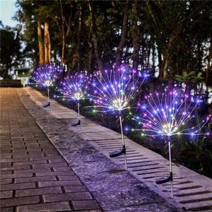 Lumières solaires extérieures pissenlit fil de cuivre prise de pelouse feux d'artifice lumières batterie intégrée étanche vacances brillant Props274j