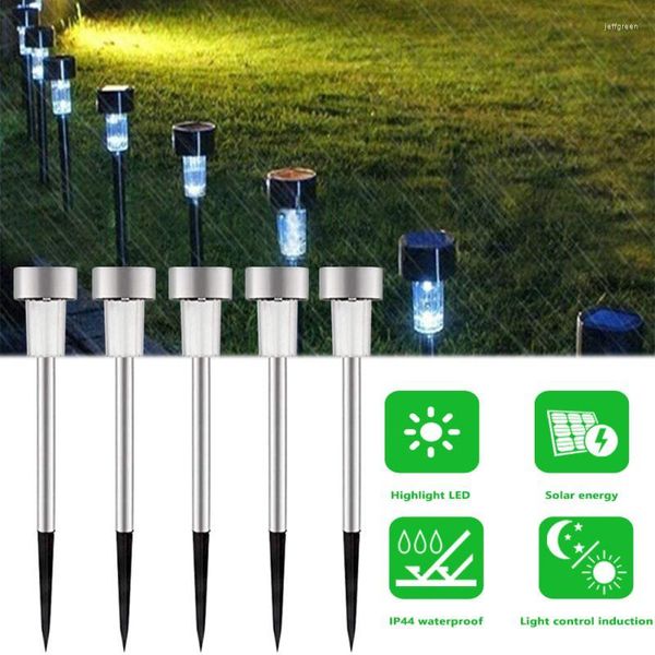 Luces solares para caminos al aire libre, lámpara de pie para césped, jardín decorativo de acero inoxidable, accesorios de iluminación para pasarela