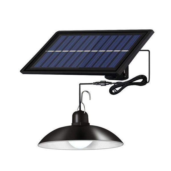 Luz colgante solar para exteriores, luz LED impermeable IP65 para cobertizo con cable de 5 m para jardín, patio, granero, balcón, pasillo, cenador