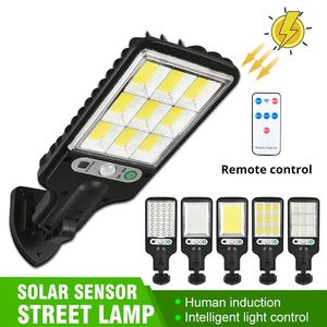 Outdoor Solar Wall Lamp COB LED Street Lights with 3 Light Mode Human Body Induction Waterproof Material for Garden Terrace