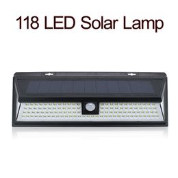 Buiten Solar Wall Lights 118 LED met bewegingssensor Wijd hoek waterdichte buitenbruik Beveiligingslichten voor garage Patio Garden Lichtverlichting Crestech168