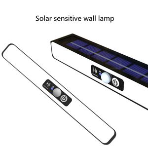 Luces de pared solares para exteriores, tira larga, 20cm, luz de cartelera, Sensor de movimiento PIR, lámpara de escalera Solar impermeable