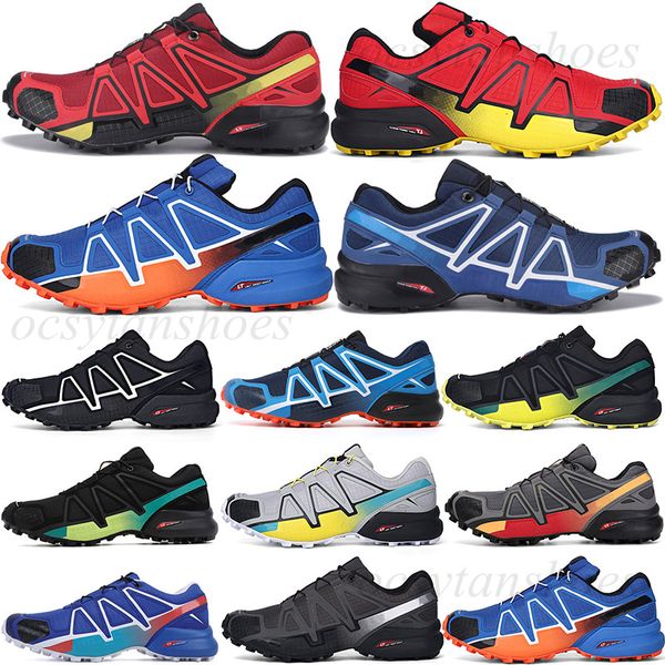 Outdoor Speed Cross 4 CS Chaussures Chaussures de course pour hommes Baskets de sport Salomon Homme Bords noirs et jaunes Bleu orange rouge Baskets fluorescentes Jogging