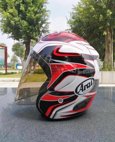 Sport de plein air hommes et femmes casque de course de moto rouge demi-casque de moto quatre saisons personnalité casque ouvert 2783215