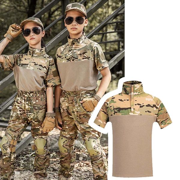 Sports de plein air Camouflage enfant enfant t-shirt Airsoft chemise bataille robe uniforme tactique BDU Combat enfants vêtements NO05-027
