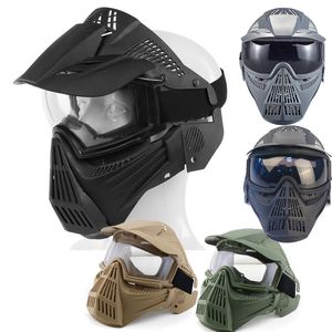 Masque tactique de Paintball à lentille PC, équipement de sport de plein air, équipement de Protection du visage pour tir Airsoft, visage complet NO03-300