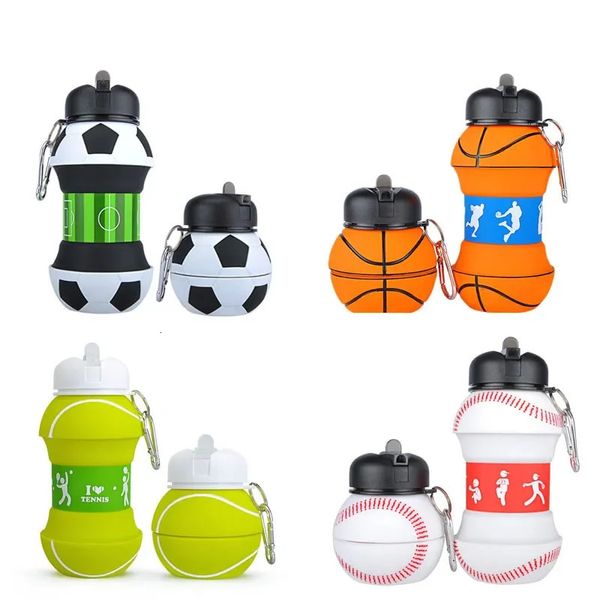 Sports extérieurs Bouteille d'eau pliable Football Basketball Tennis Golf Féche de fuite Silicone Water Kid Bottleg 240416