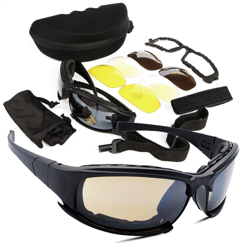 Outdoor-Sportbrille Jagd Schießen Schutzausrüstung Airsoft Schutzbrille Radfahren Sonnenbrille C7 Taktische Schießbrille NO02-019