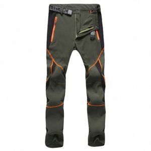 Pantalons de sports de plein air avec ceinture unisexe coupe-vent imperméable à séchage rapide élastique pantalon droit alpinisme randonnée pantalon F7eP #