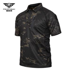 Buitensporten Tactische polokraag met korte mouwen T-shirt Heren Fysieke training Wandelen Camping Camouflage Sneldrogend Dun militair T 246I