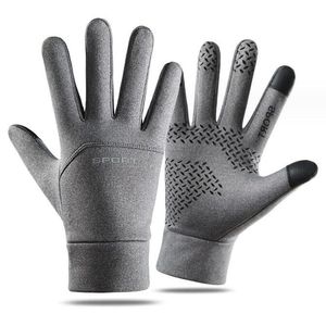 Gants thermiques de Sports de plein air, polaire imperméable, chauds, antidérapants, pour conducteur de cyclisme, pour écran tactile, doigt complet, hiver