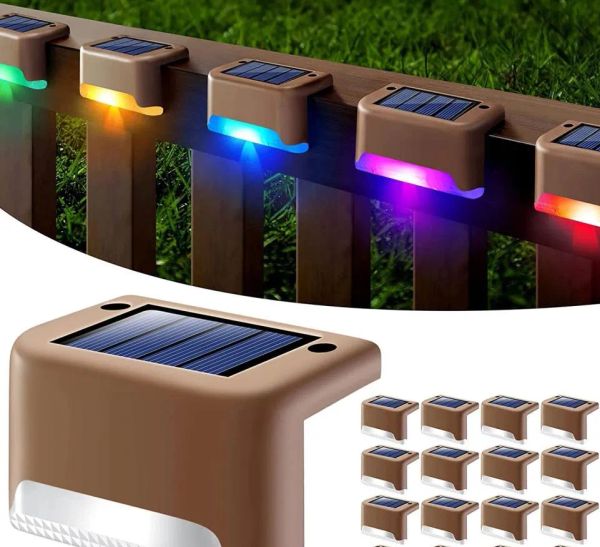 Luce solare per scale Lampada da giardino impermeabile Recinzione Percorso Cortile Patio Decorazioni da giardino Prato Colore di illuminazione a LED Pannello luci a ponte solare Pannello solare da giardino a terra per esterni