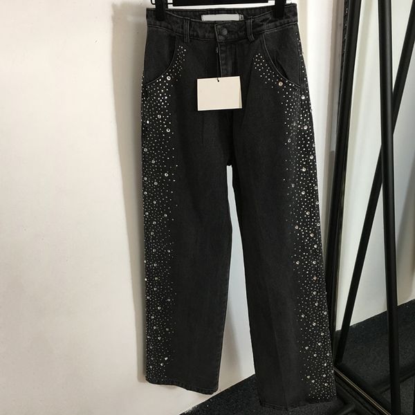 Cristal Designer Jean Pantalon De Luxe Femme Jean Pantalon Classique Taille Haute Denim Pantalon Hip Hop Pantalon Décontracté Vêtements