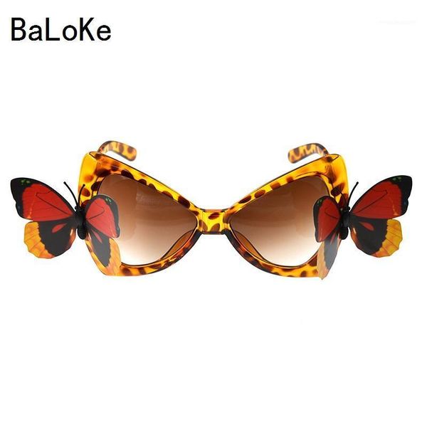 Lunettes de soleil en plein air été plage baroque fleur cristaux décoration oeil de chat femmes plein cadre papillon1