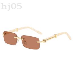 Lunettes de soleil d'extérieur dames concepteurs lunettes de soleil de luxe pour femmes accessoires de mode corne de buffle occhiali sans monture affaires hommes lunettes de soleil haut de gamme PJ007 Q2