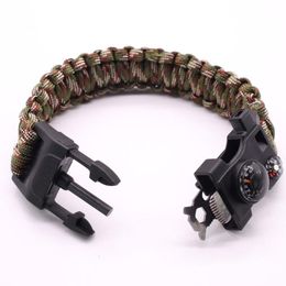 Bracelet de survie en plein air Multi-fonctionnel Military Emergency Engrenage Paracord Bracelet Bracelet pour homme Femmes Sauvetage Camping Bracelet
