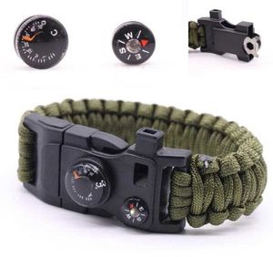 Bracelet de survie en plein air Bracelet de paracorde d'équipement d'urgence militaire multifonctionnel pour hommes femmes sauvetage Camping randonnée bracelet