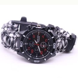 Outdoor Survival Bracelet Parachute snoer noodparacord armbanden pols slim horloge met fluitje kompas ontsnapping touwkits