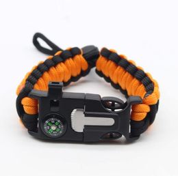 Outdoor Survival Emergency Paracord armbanden parachute koord klimt touw koord redding vrouwen mannen armband met kompas