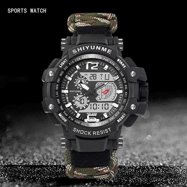 Montre pour hommes de survie en plein air SHIYUNME multifonctionnel étanche militaire tactique Paracord montre boussole thermomètre montre pour hommes G1022