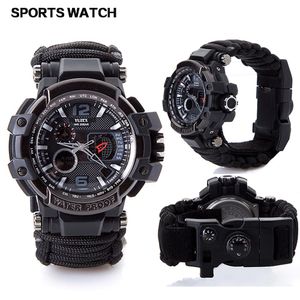 Reloj de supervivencia al aire libre multifuncional impermeable militar táctico Paracord reloj pulsera Camping senderismo equipo de emergencia EDC