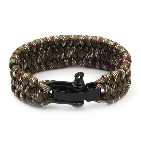 Pulsera de Paracord tejida de supervivencia al aire libre para hombres