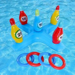 Accesorios de piscina al aire libre Anillo inflable Lanzamiento de juegos de ferrule Juego de juegos flotantes Fun Joy de agua de verano 240506