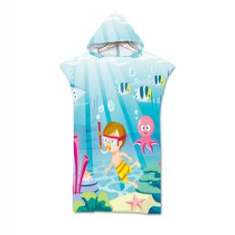 Piscine extérieure serviettes de plage en microfibre Madrofibre Robe Crape peignoir à capuche surf Poncho serviette de plage
