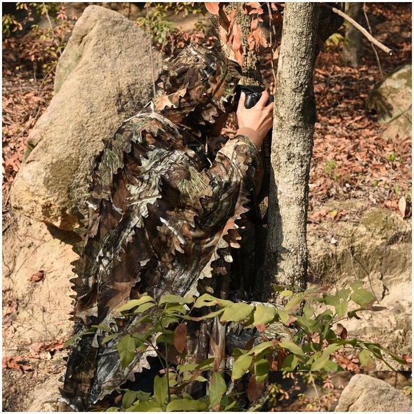 T-shirts extérieurs 3d Maple Leaf Chasse Camouflage Poncho Ghillie Signiper Vêtements Camo CAP