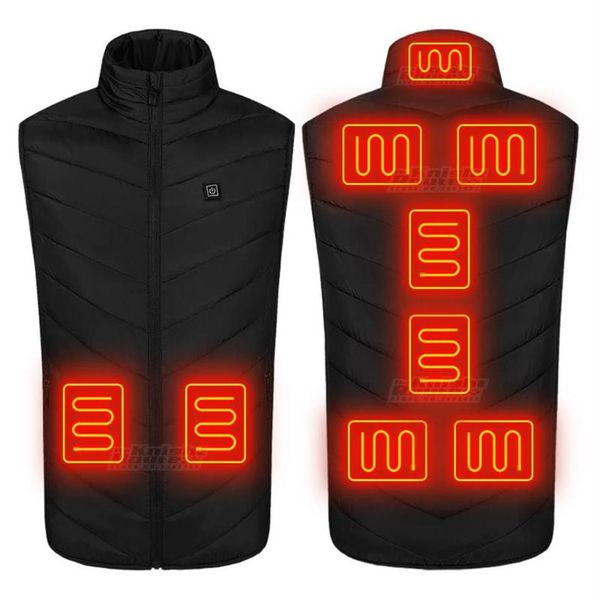 Camisetas al aire libre 9 áreas Chaleco autocalentado USB Cuerpo alimentado por batería Calentador para hombres Chaqueta térmica cálida para mujer Wint2893