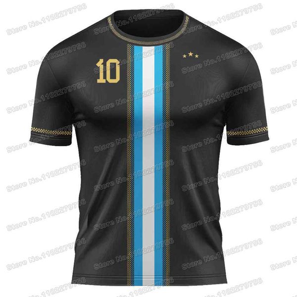 T-shirts en plein air Argentine Drapeau Noir Or DIY Football Shirt Nom Personnalisé Sport Cou Maillot À Manches Courtes Fitness Course À Pied Randonnée GYM Formation Top 230704