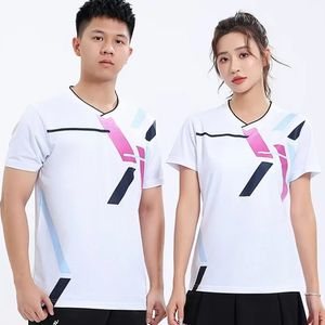 T-shirts d'extérieur T-shirt de badminton pour hommes femmes séchage rapide été à manches courtes volley-ball uniforme de tennis de table hauts en chemise de tennis blanche 231216
