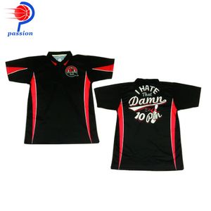 T-shirts d'extérieur noirs à rayures rouges, 100% Polyester, chemises de Bowling pour Clubs, livraison directe, commandes acceptées 231009