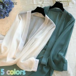 Outdoor T-shirts Blouses vrouwen Tedere S3XL Lange stijl Holiday Summer Sun Protection Vintage Ladies Outerwear Clothing Koreaanse Trendy Blusas Ins J230214