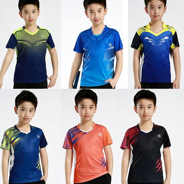 T-shirts d'extérieur Nom personnalisé T-shirt de sport pour enfants Chemise de badminton pour enfants Garçons Coupe sèche Chemises de tennis de table Garçons Filles Chemises de course 231216