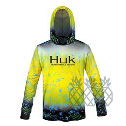 T-shirts d'extérieur HUK Vêtements de protection solaire Sweat à capuche de pêche léger Manches longues pour hommes Randonnée à séchage rapide UPF 50 230508