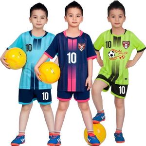 Outdoor T-shirts kinderen voetbalshersey tracksuit kindervoetbal sport uniformen meisjes spelen bal sportkleding kits vest kindervoetbalpak 230215