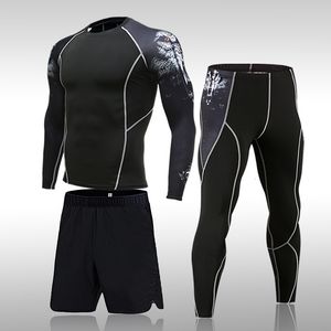 Camisetas al aire libre Hombre Compresión Traje deportivo Secado rápido Transpiración Entrenamiento físico MMA Kit Rashguard Ropa deportiva masculina Jogging Ropa para correr 230309