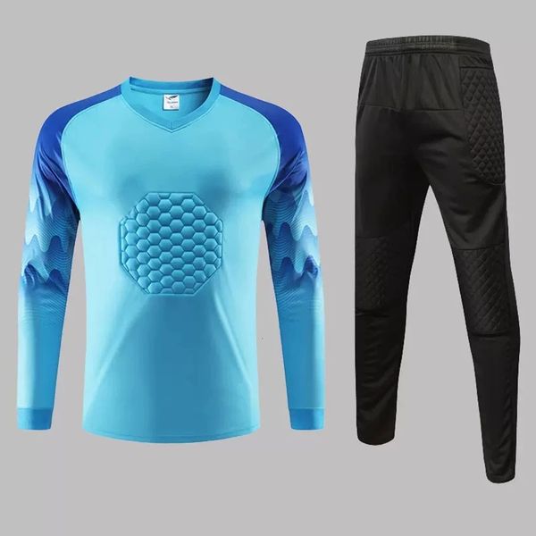 T-shirts d'extérieur Hommes Gardien de but Ensemble Uniformes Maillots de football Chemises Pantalons d'entraînement de football Shorts Vêtements Costume Éponge Poitrine Hanche Coude Protecteur 231117