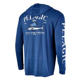 Outdoor T-Shirts Pelagic Wear Viskleding Zomer Outdoor Heren T-shirt met lange mouwen Fish Wear Sun Protection Ademende Hooded Hengelsport Kleding J230214