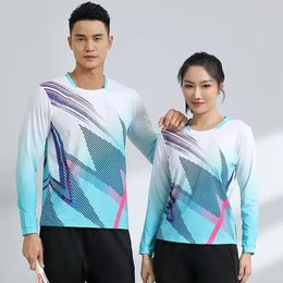 T-shirts d'extérieur Impression à séchage rapide Chemise de tennis à manches longues Uniforme de badminton Tops 2024 Mode coréenne Volleyball Teaable Tennis T-shirt Jersey 231216