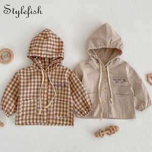 Outdoor T-shirts Spring Baby Print Elegant Fashion Jacket Baby Unisex Lange mouw Hoodie Zonnebrandcrème Cardigan Baby Simple Clothing J230214