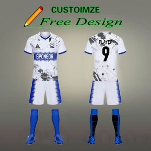 T-shirts extérieurs Sublimation Kit de l'équipe de football Personnalisez le numéro de nom de soccer Jersey Uniform Adult Kids 3x3 Ensembles de formation Vierge 230817